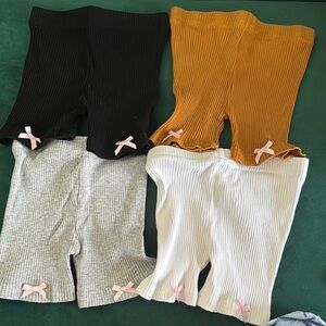 Ribbed Shorts Set with Bow Accents